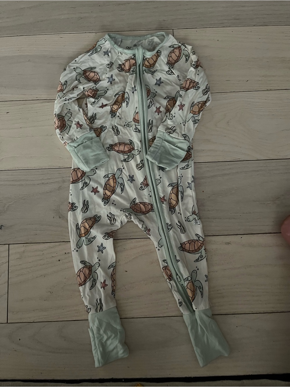 Caden Lane Mint Turtle Footie Pajama 3-6 month